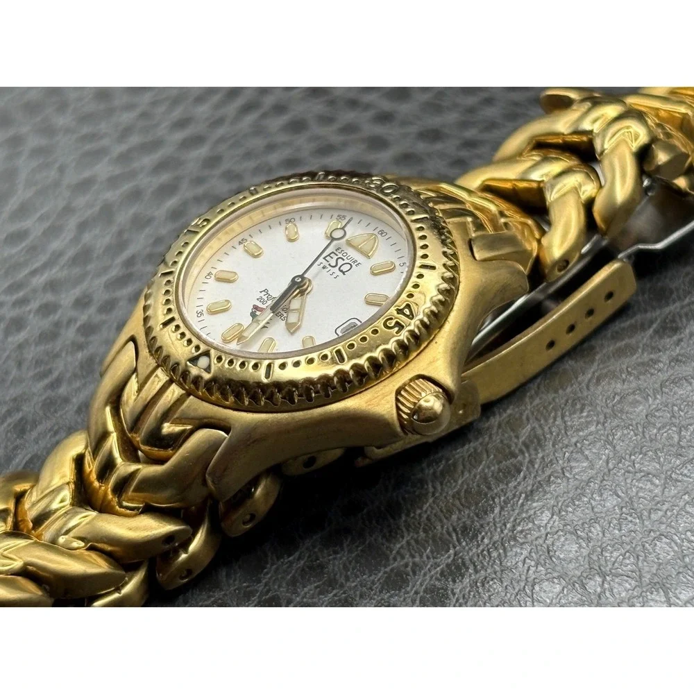 ESQ Esquire Swiss Gold Tone Diver Watch 200M Professional 7